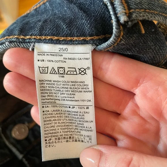 EUC - High-Rise, Dark Wash Banana Republic Curvy Straight Jeans, Size 25/0 - Picture 6 of 8